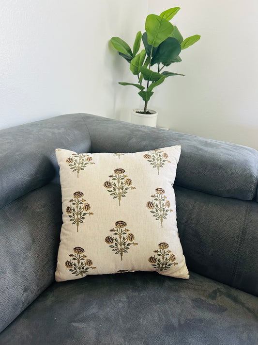 Floral Block Printed Pillow